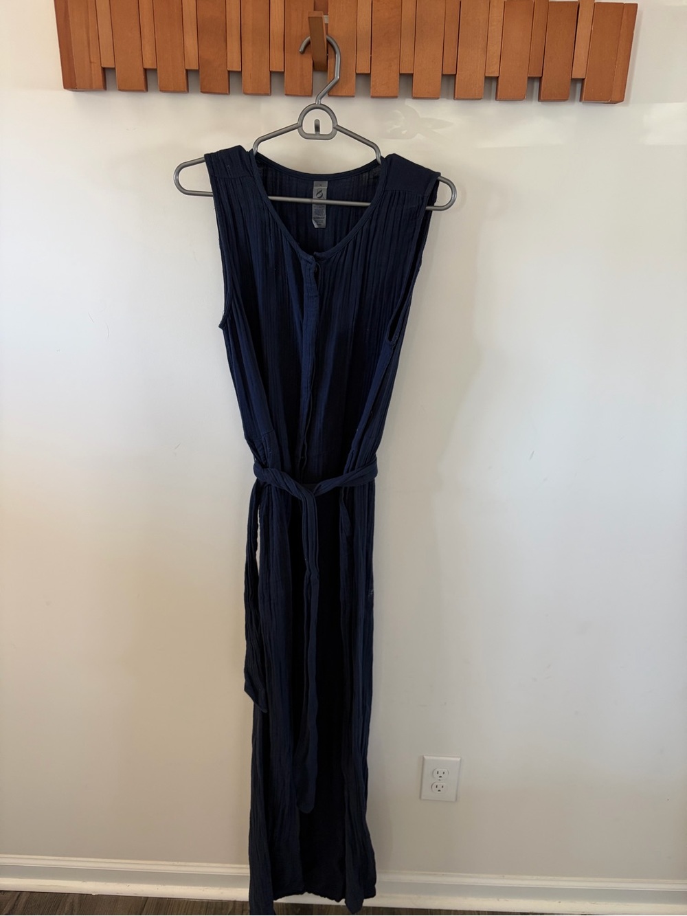 Lou & Grey Navy Sleeveless Maxi Jumpsuit with Waist Tie